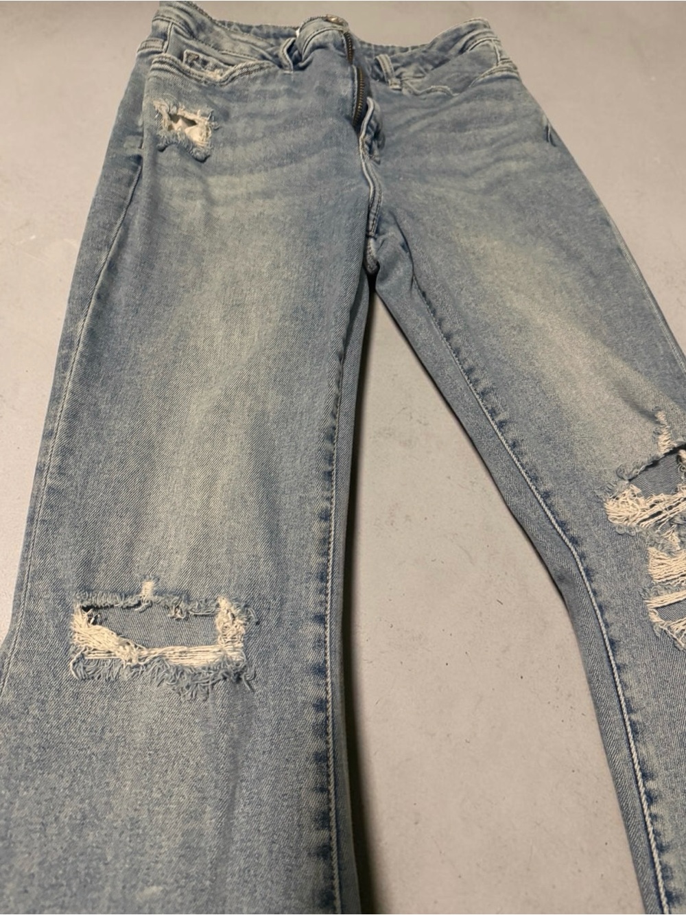 Light Wash Distressed Wide-Leg Flare Jeans - Picture 3 of 11